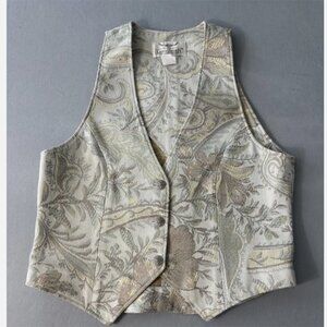 LONGHORN Niver Western Floral Wear Tapestry Grandmacore Equestrian Vest USA Sz M